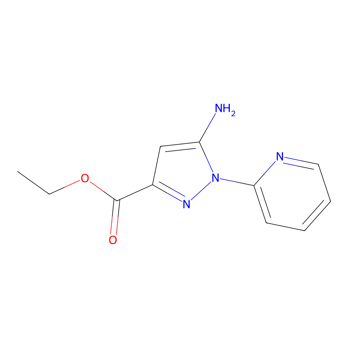 Ethyl 5-amino-1-(pyridin-2-yl)-1H-pyrazole-3-carboxylate molecular structure, CAS 364728-05-2