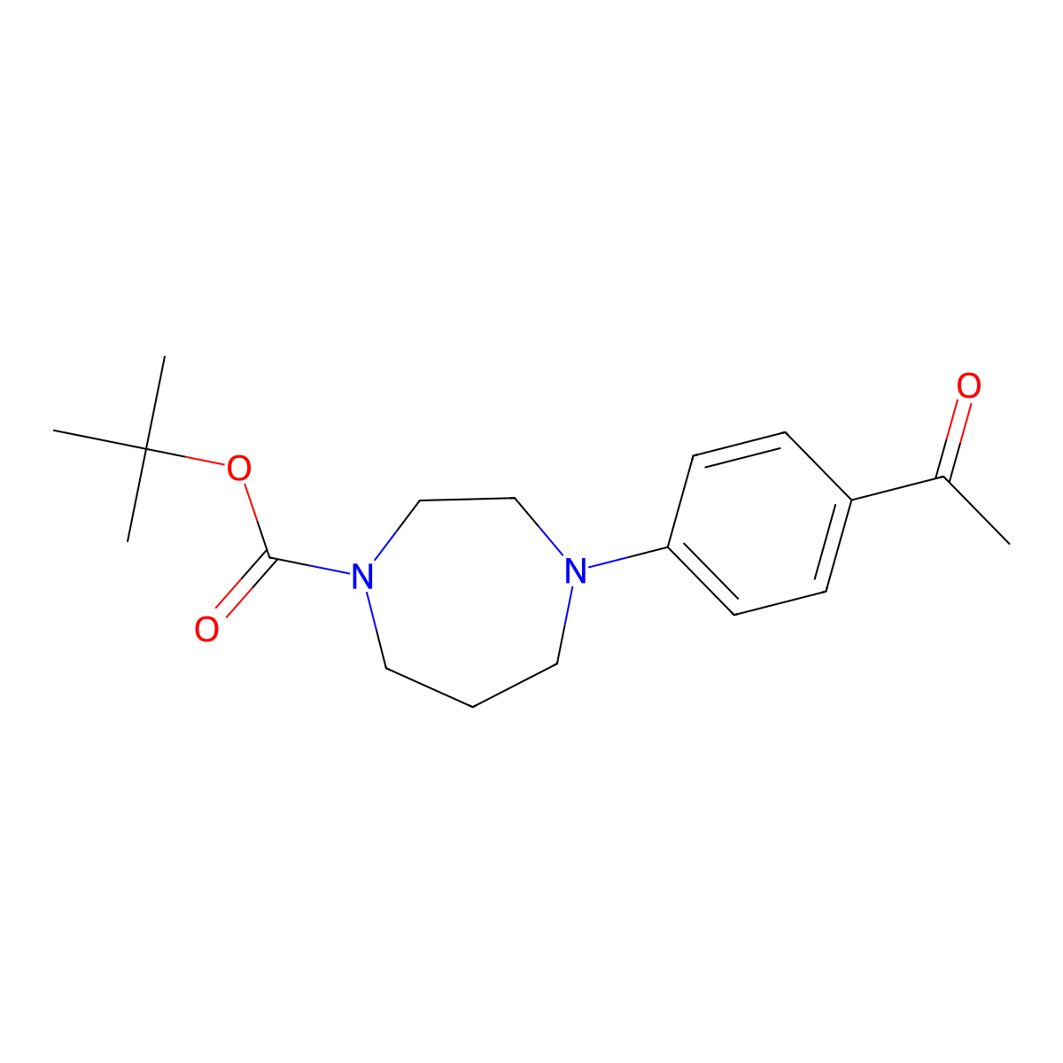 Tert-butyl 4-(4-acetylphenyl)-1,4-diazepane-1-carboxylate molecular structure, CAS 364734-99-6