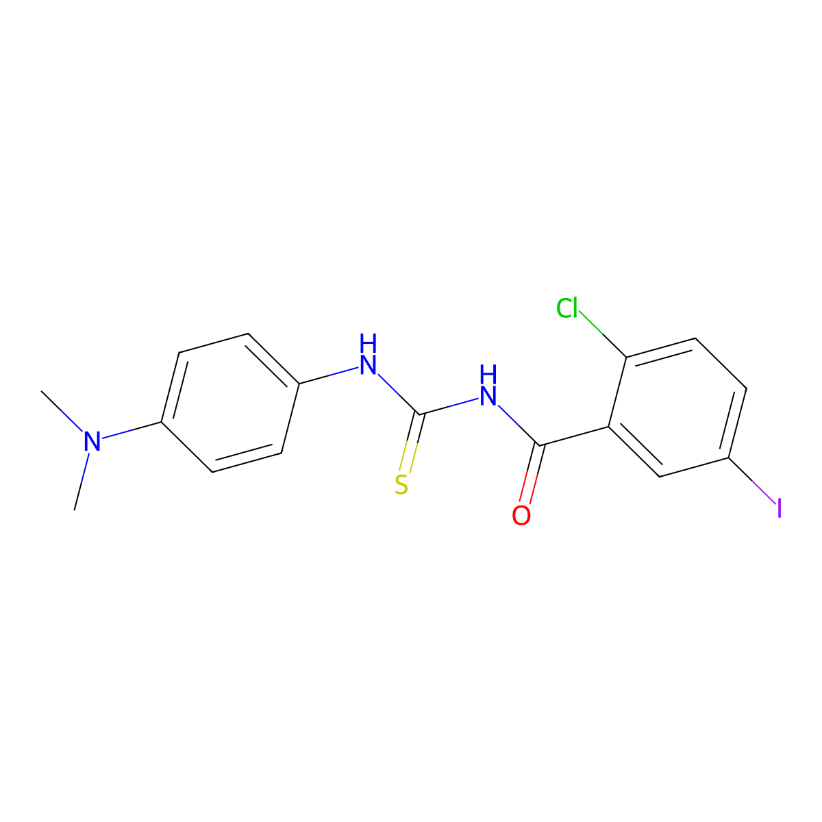 2-chloro-N-{[4-(dimethylamino)phenyl]carbamothioyl}-5-iodobenzamide molecular structure, CAS 364736-44-7