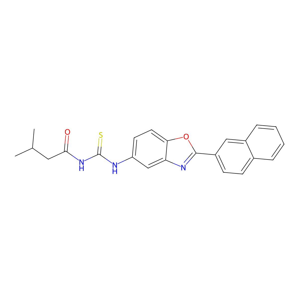 3-methyl-N-[(2-naphthalen-2-yl-1,3-benzoxazol-5-yl)carbamothioyl]butanamide molecular structure, CAS 364736-65-2