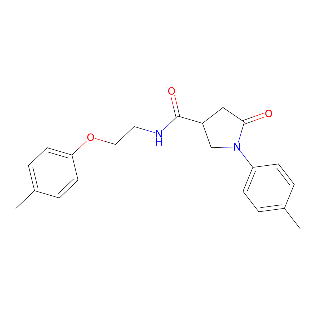 N-[2-(4-methylphenoxy)ethyl]-1-(4-methylphenyl)-5-oxopyrrolidine-3-carboxamide molecular structure, CAS 364736-69-6
