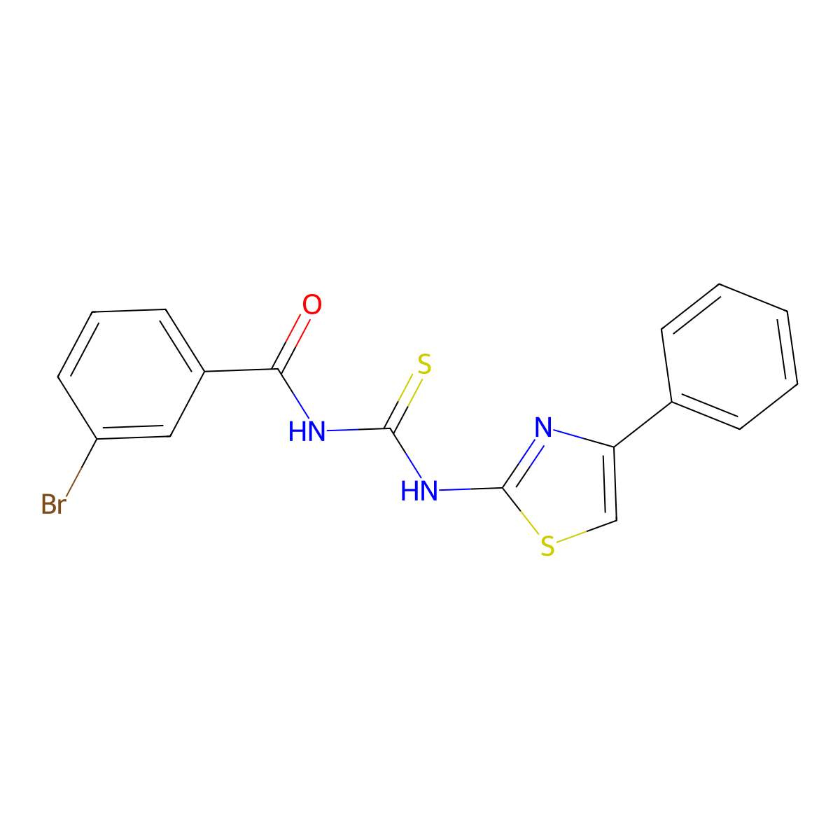 3-bromo-N-[(4-phenyl-1,3-thiazol-2-yl)carbamothioyl]benzamide molecular structure, CAS 364736-75-4