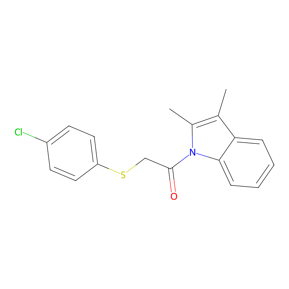 2-(4-Chlorophenyl)sulfanyl-1-(2,3-dimethylindol-1-yl)ethanone molecular structure, CAS 364737-08-6