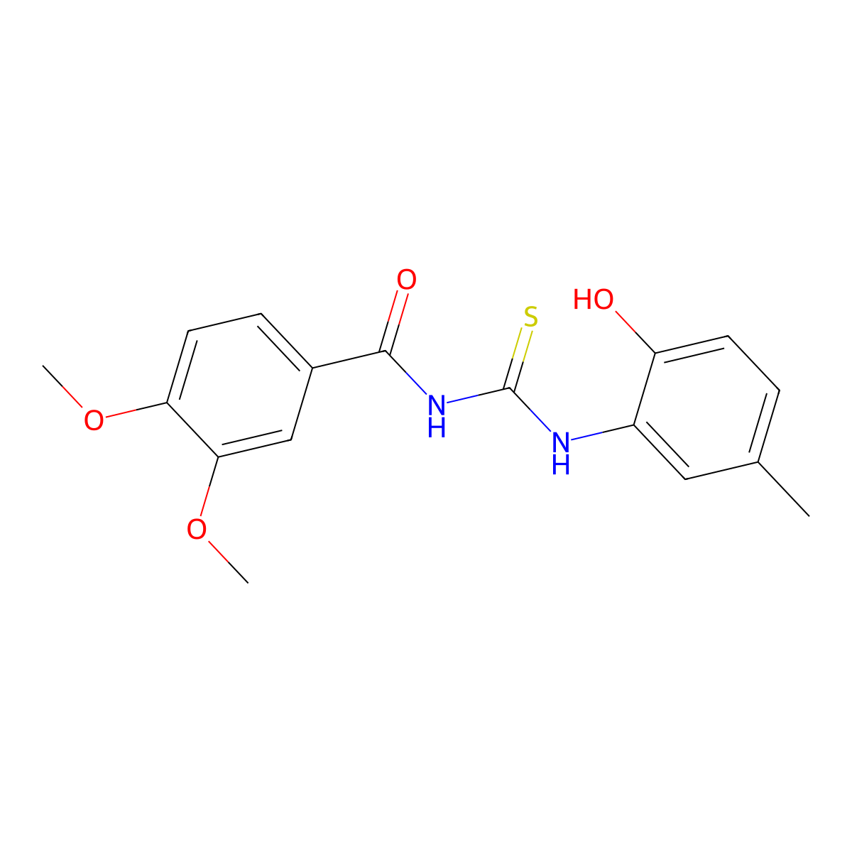 N-[(2-hydroxy-5-methylphenyl)carbamothioyl]-3,4-dimethoxybenzamide molecular structure, CAS 364737-11-1