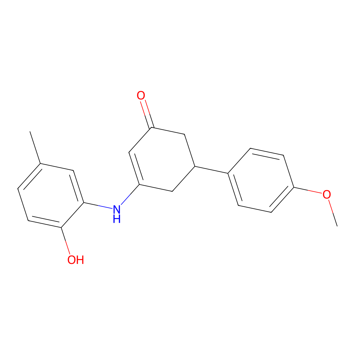 3-[(2-Hydroxy-5-methylphenyl)amino]-5-(4-methoxyphenyl)cyclohex-2-en-1-one molecular structure, CAS 364737-28-0