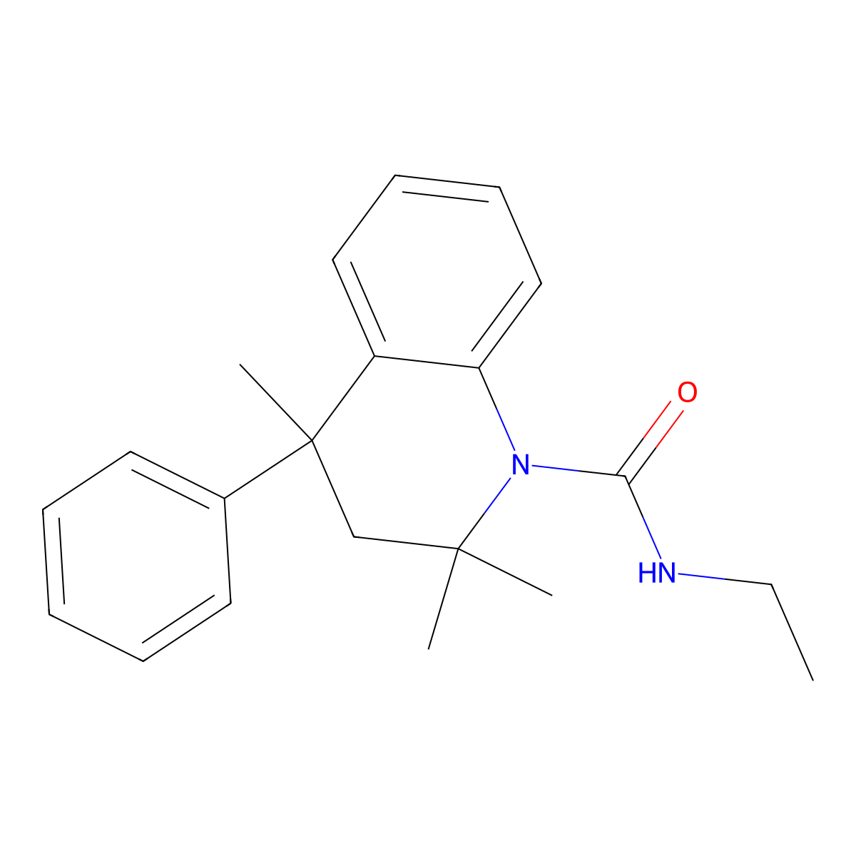 N-ethyl-2,2,4-trimethyl-4-phenyl-3H-quinoline-1-carboxamide molecular structure, CAS 364737-30-4