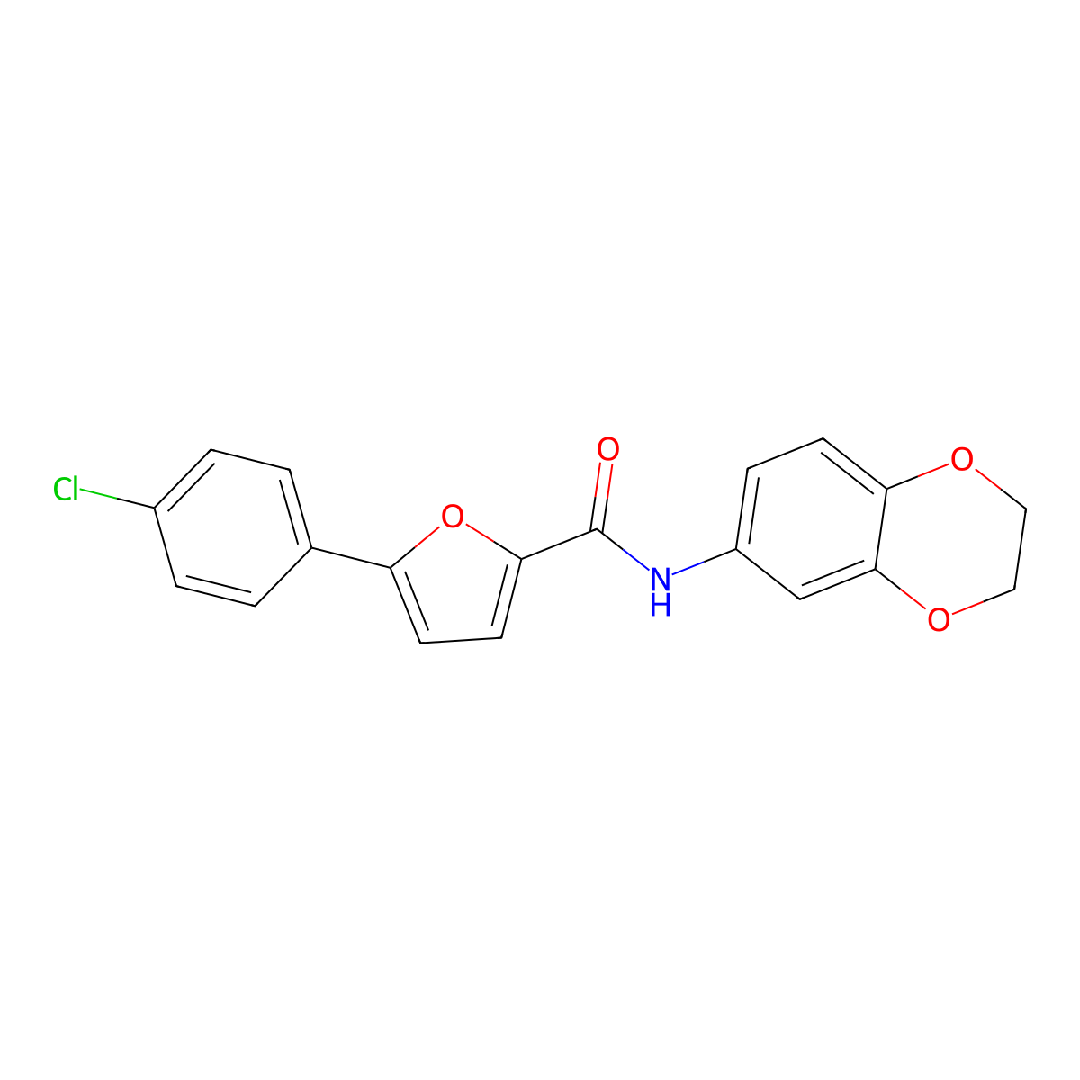 5-(4-chlorophenyl)-N-(2,3-dihydro-1,4-benzodioxin-6-yl)furan-2-carboxamide molecular structure, CAS 364737-31-5
