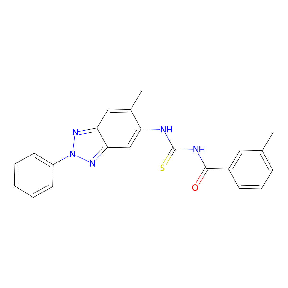 3-methyl-N-[(6-methyl-2-phenylbenzotriazol-5-yl)carbamothioyl]benzamide molecular structure, CAS 364737-37-1
