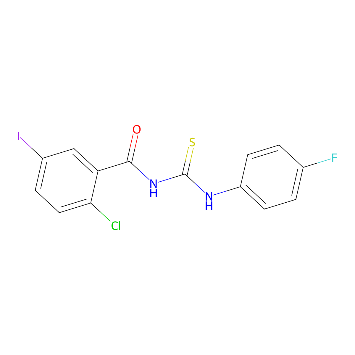 2-chloro-N-[(4-fluorophenyl)carbamothioyl]-5-iodobenzamide molecular structure, CAS 364737-57-5