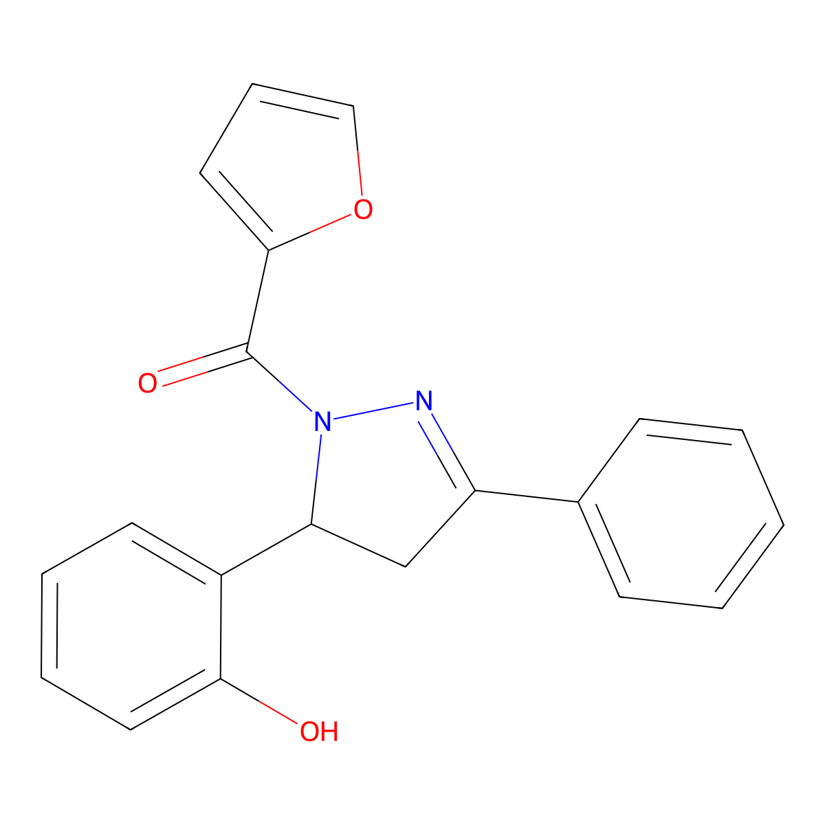 2-[1-(furan-2-carbonyl)-3-phenyl-4,5-dihydro-1H-pyrazol-5-yl]phenol molecular structure, CAS 364737-73-5