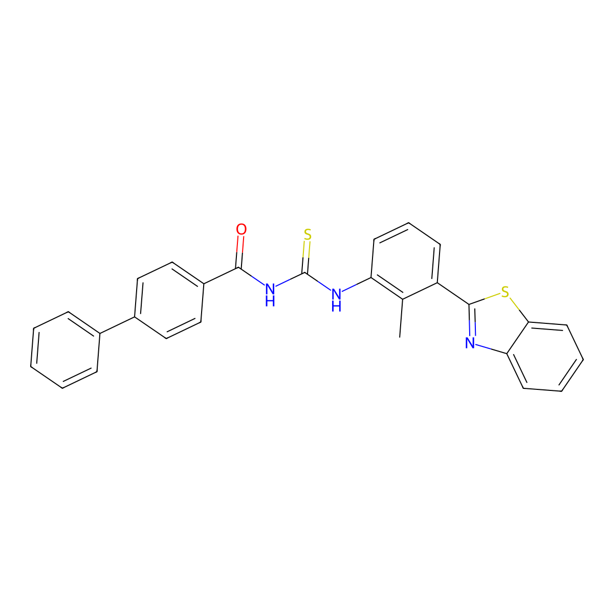 N-[[3-(1,3-benzothiazol-2-yl)-2-methylphenyl]carbamothioyl]-4-phenylbenzamide molecular structure, CAS 364738-00-1