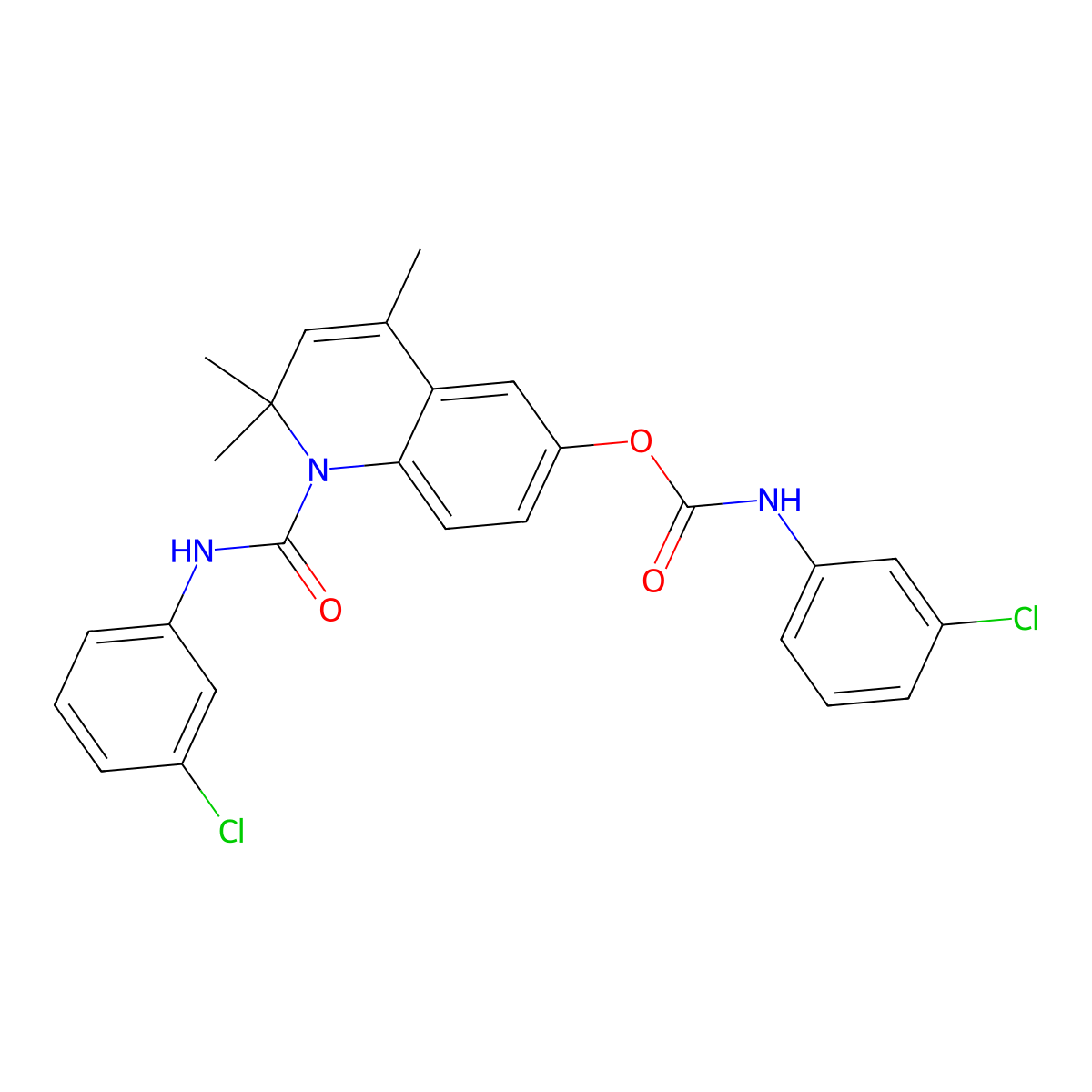 1-[(3-Chlorophenyl)carbamoyl]-2,2,4-trimethyl-1,2-dihydroquinolin-6-yl (3-chlorophenyl)carbamate molecular structure, CAS 364738-16-9