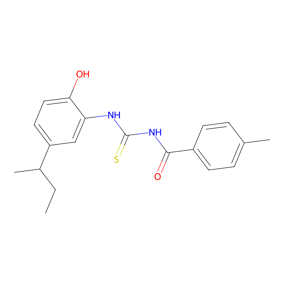 N-{[5-(butan-2-yl)-2-hydroxyphenyl]carbamothioyl}-4-methylbenzamide molecular structure, CAS 364738-26-1