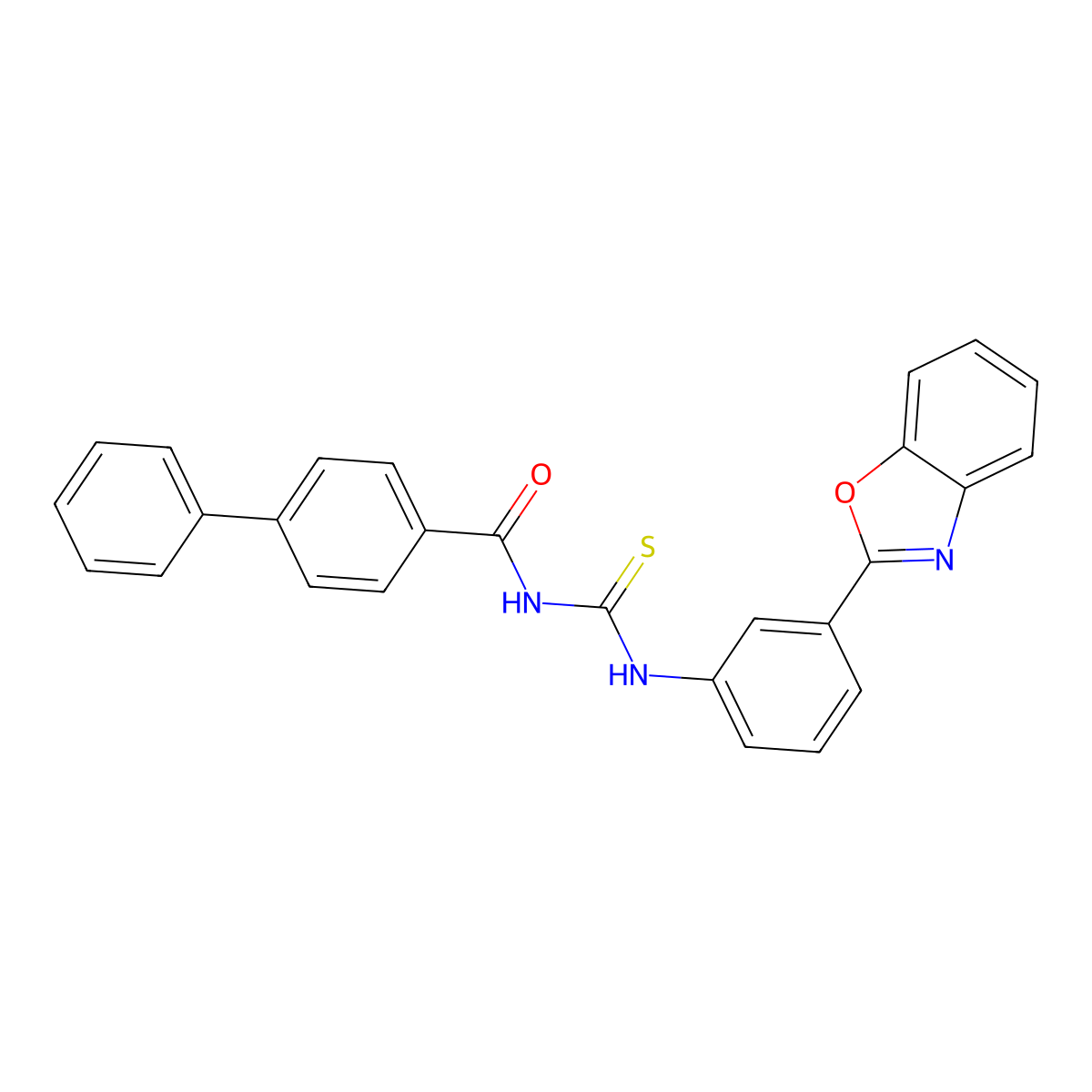 N-[[3-(1,3-benzoxazol-2-yl)phenyl]carbamothioyl]-4-phenylbenzamide molecular structure, CAS 364738-38-5