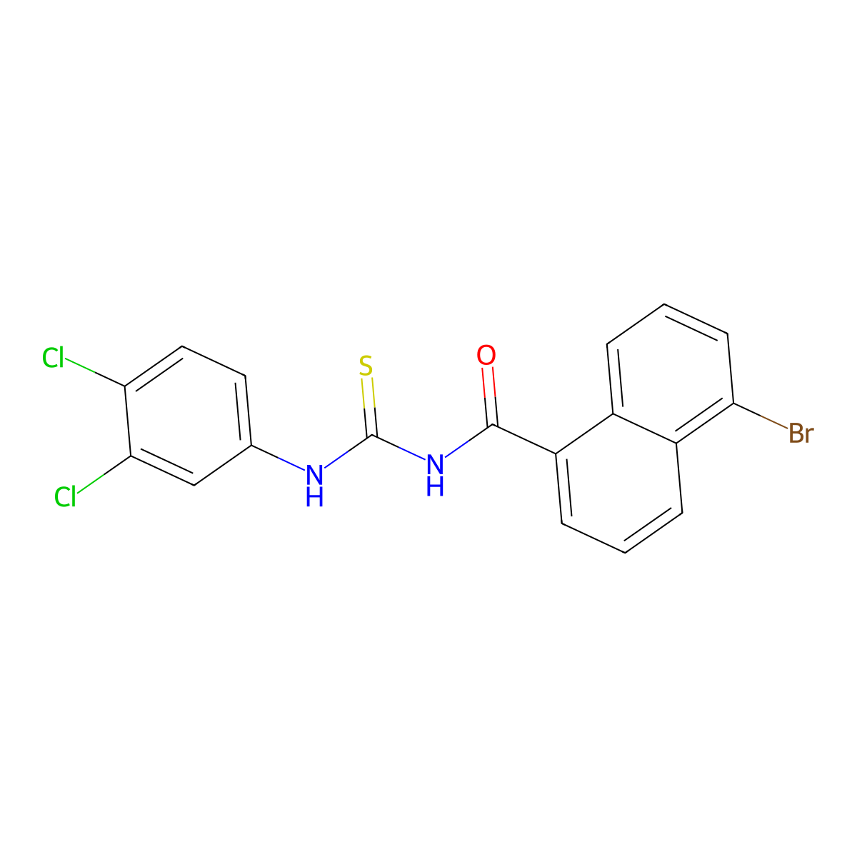 5-bromo-N-[(3,4-dichlorophenyl)carbamothioyl]naphthalene-1-carboxamide molecular structure, CAS 364738-40-9