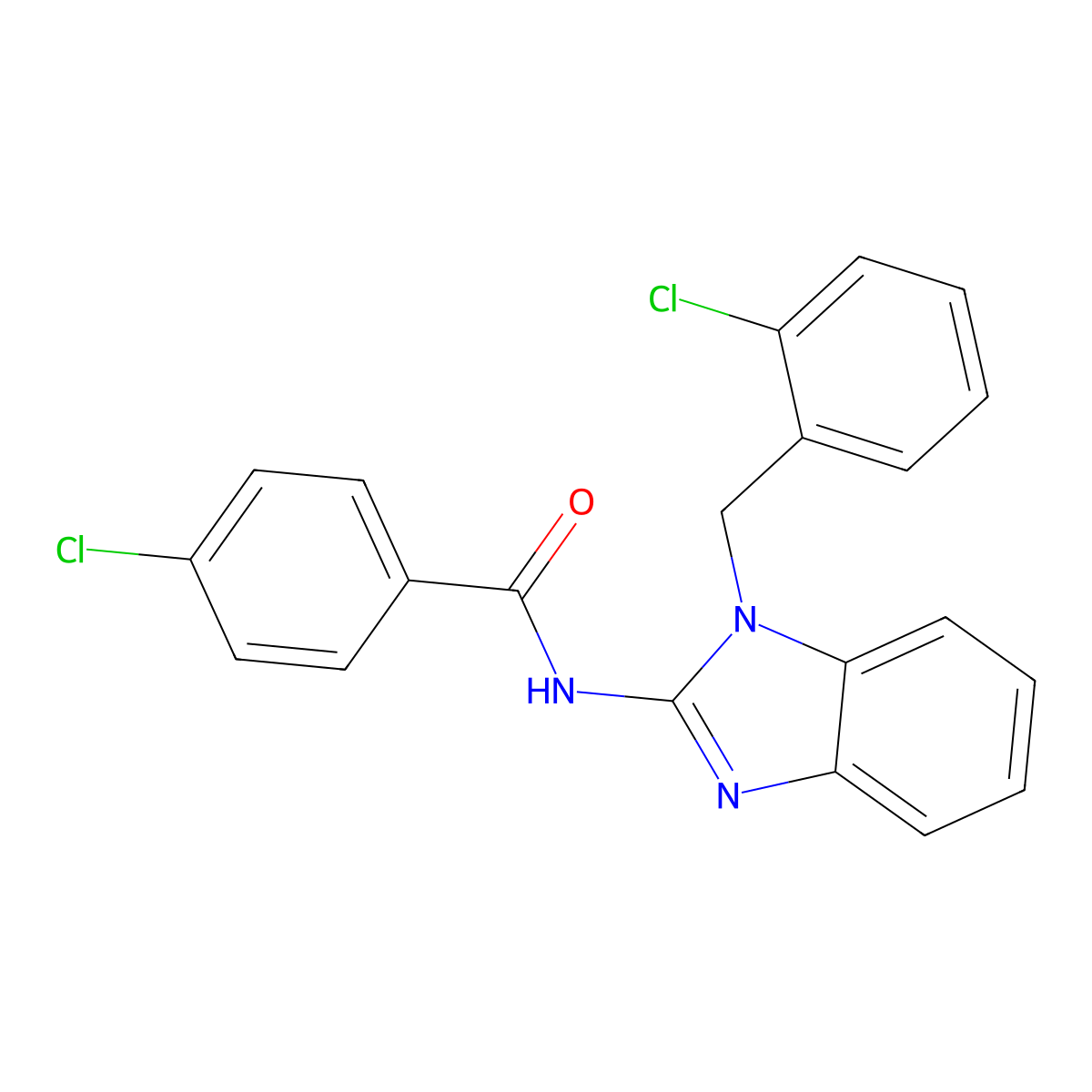 4-chloro-N-[1-[(2-chlorophenyl)methyl]benzimidazol-2-yl]benzamide molecular structure, CAS 364738-51-2