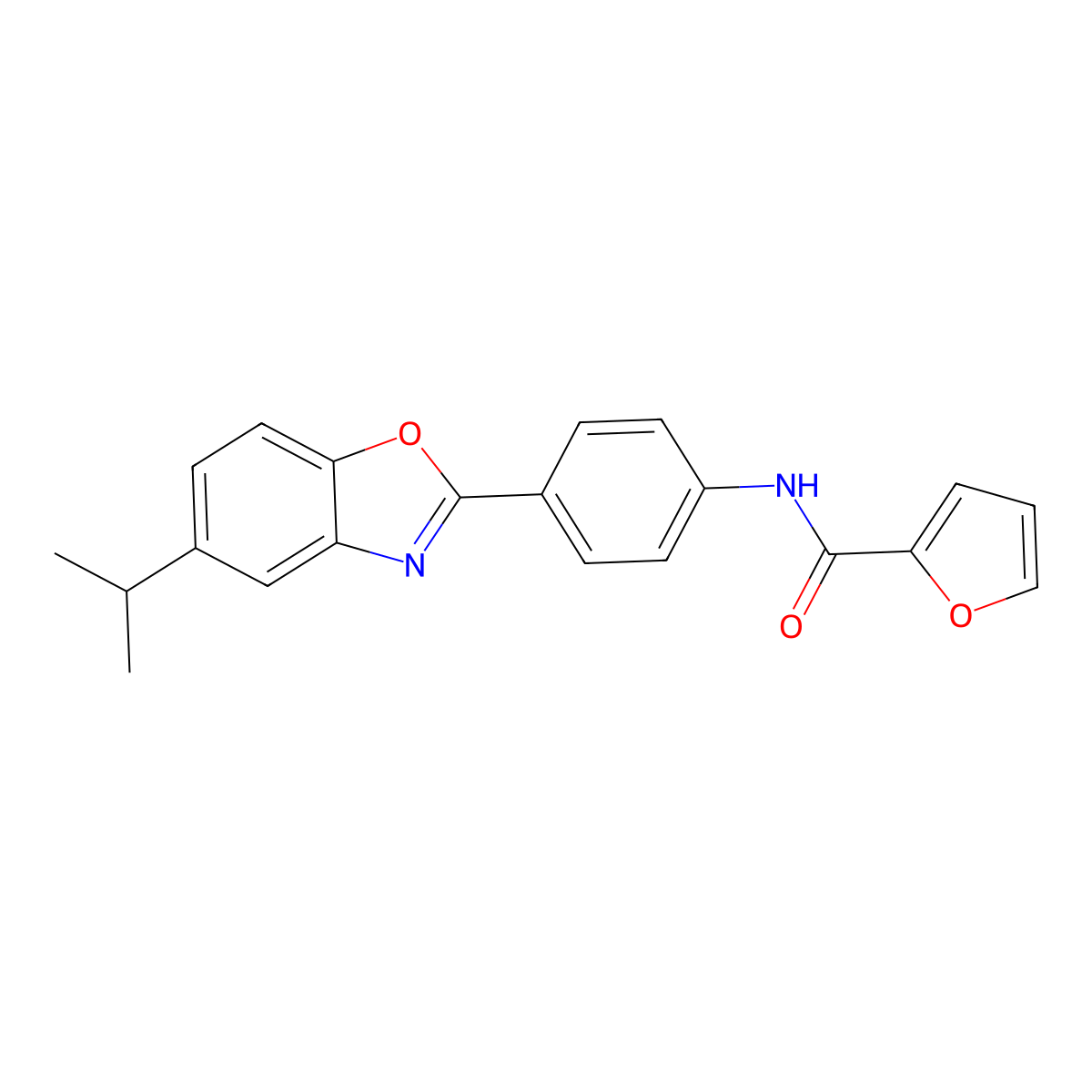 N-[4-(5-isopropyl-1,3-benzoxazol-2-yl)phenyl]-2-furamide molecular structure, CAS 364738-57-8