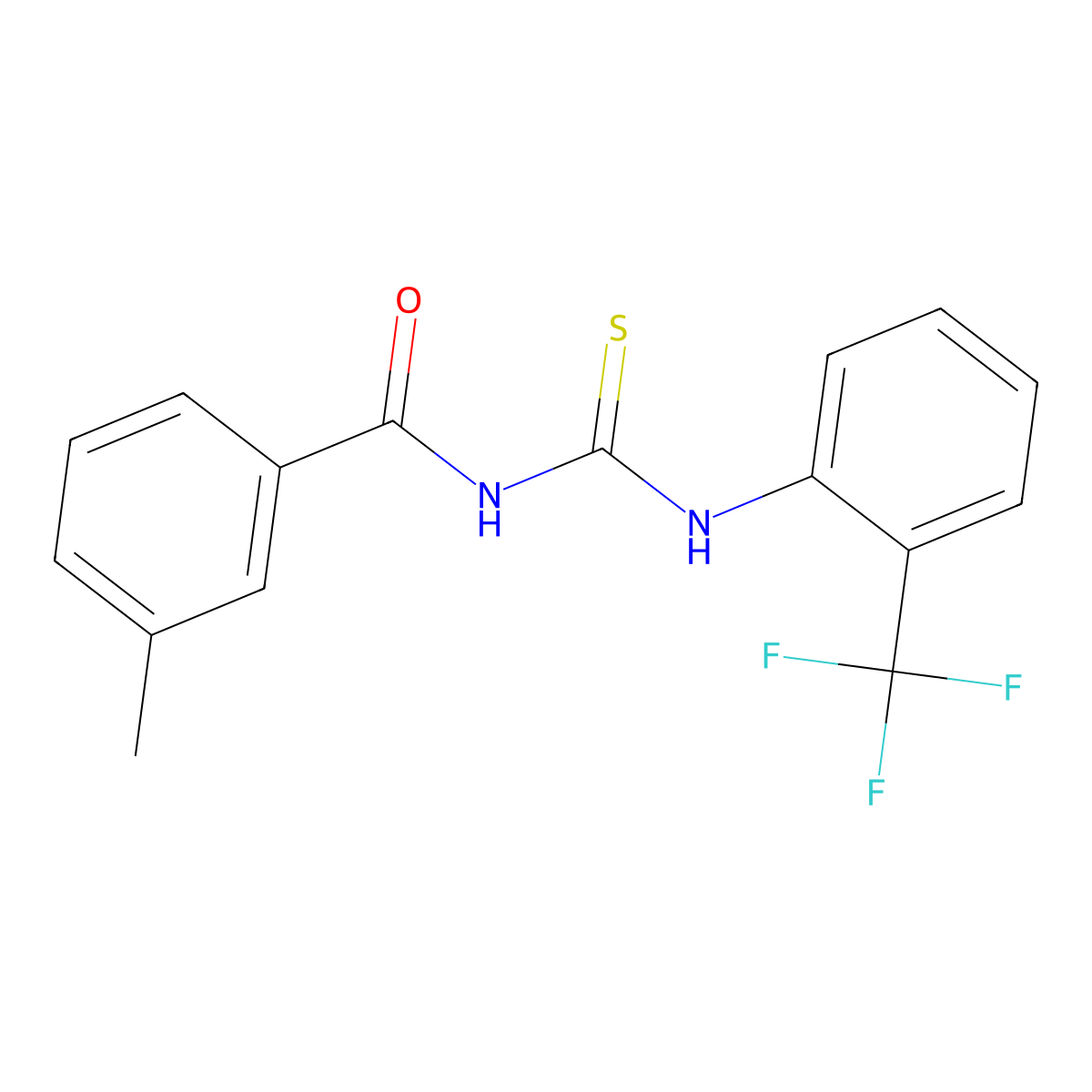 3-methyl-N-({[2-(trifluoromethyl)phenyl]amino}carbonothioyl)benzamide molecular structure, CAS 364738-73-8