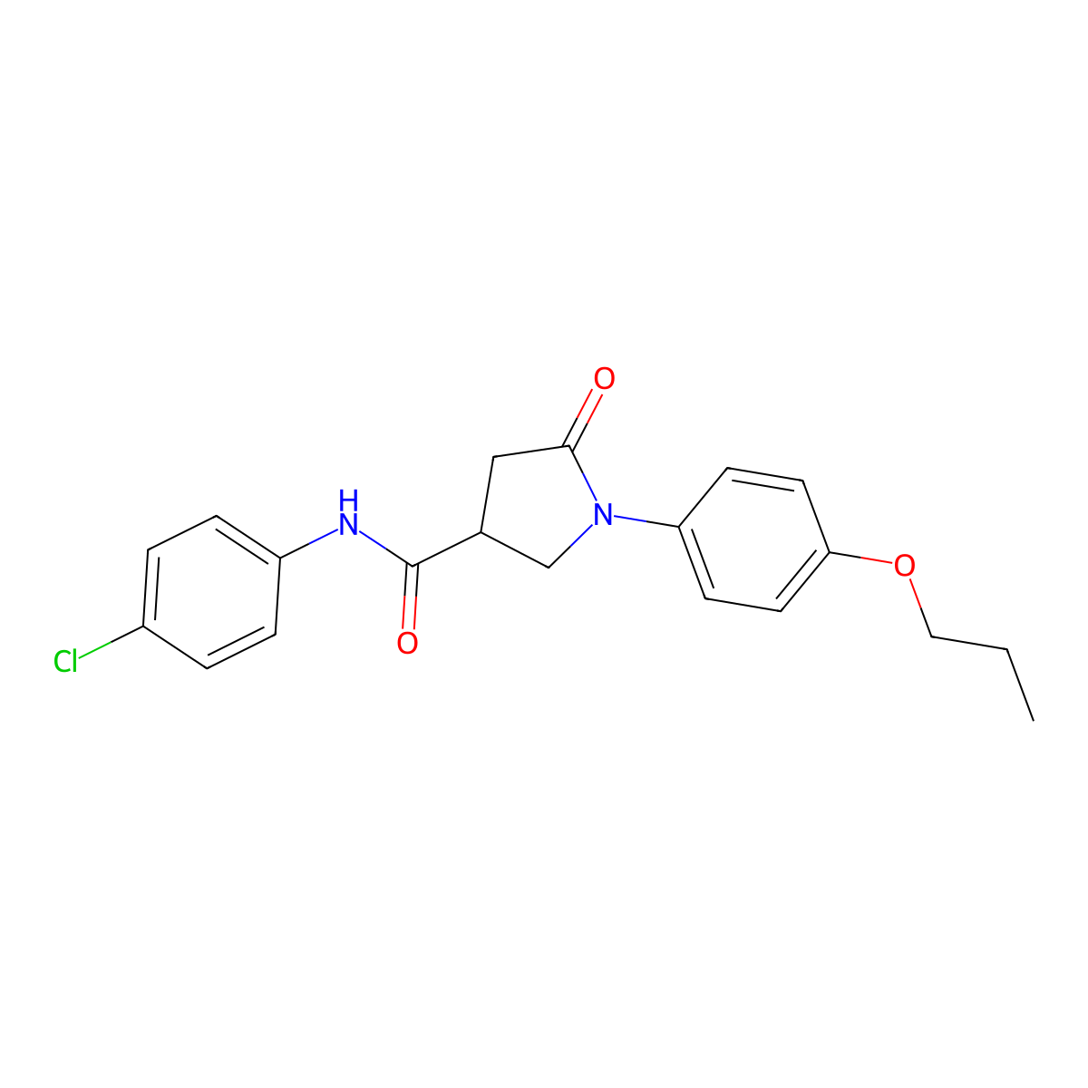 N-(4-chlorophenyl)-5-oxo-1-(4-propoxyphenyl)pyrrolidine-3-carboxamide molecular structure, CAS 364738-76-1