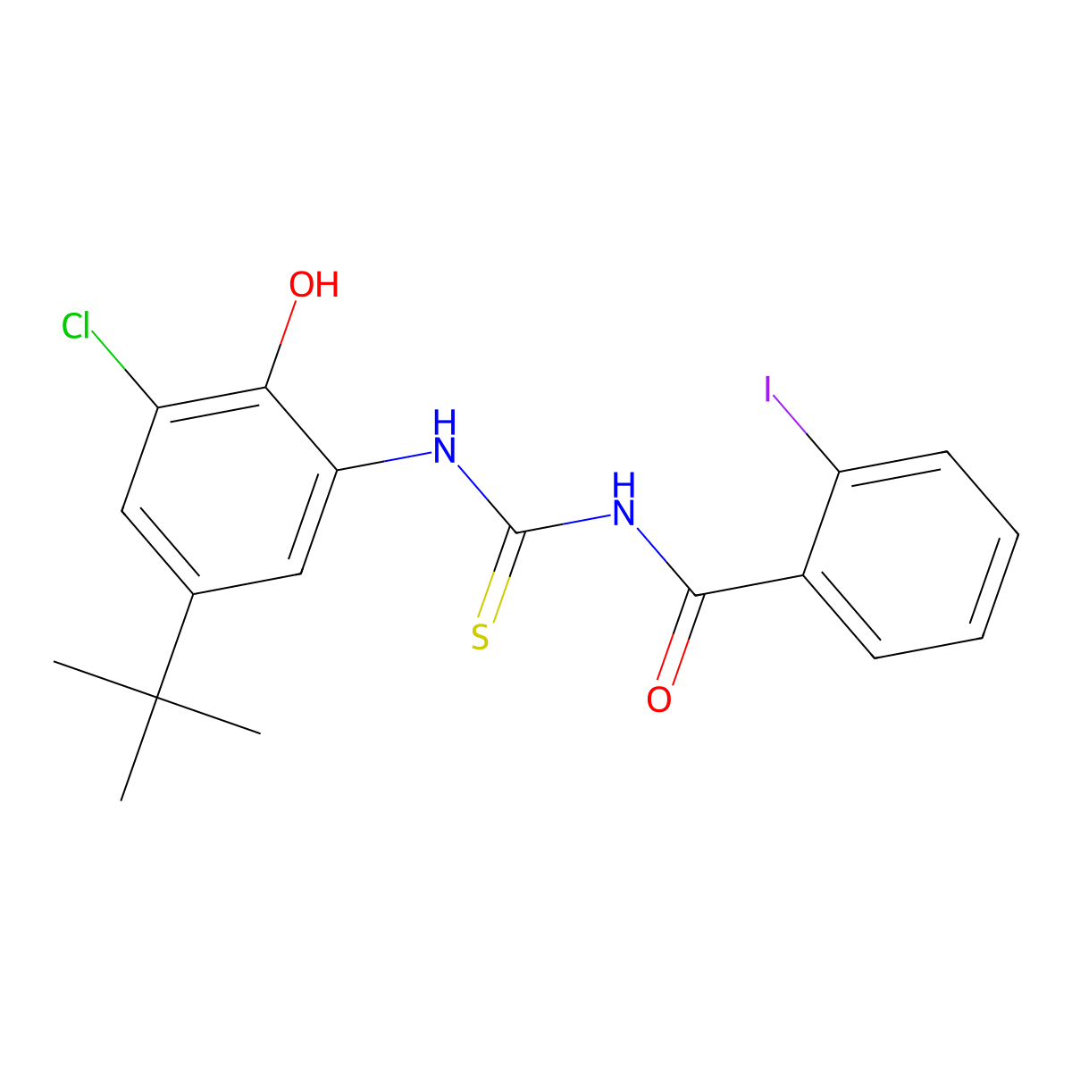 N-[(5-tert-butyl-3-chloro-2-hydroxyphenyl)carbamothioyl]-2-iodobenzamide molecular structure, CAS 364738-79-4
