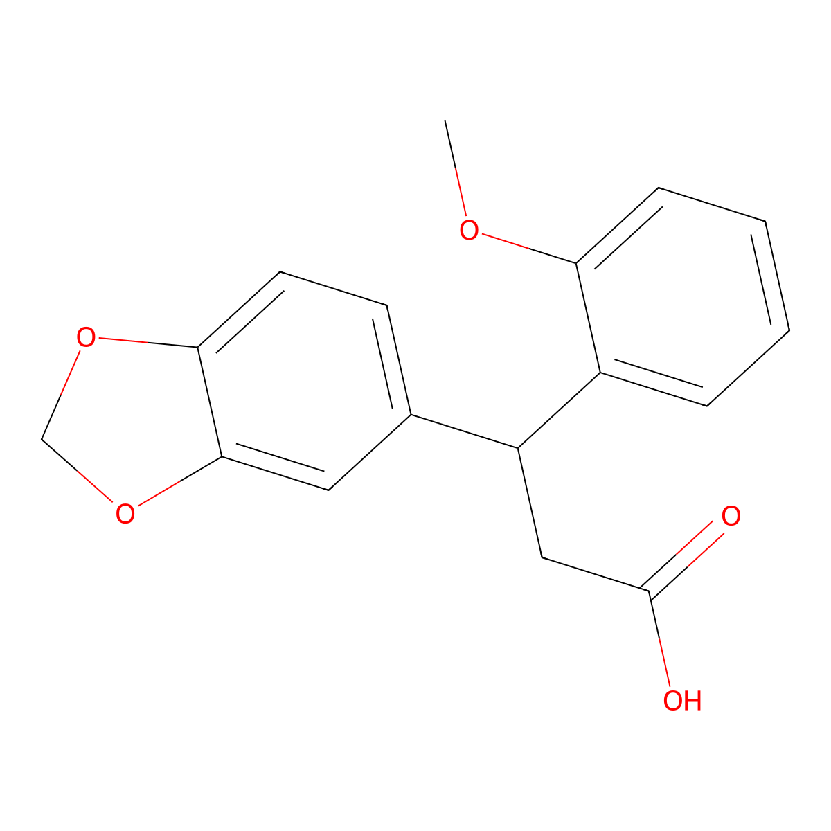 3-(1,3-Benzodioxol-5-yl)-3-(2-methoxyphenyl)propanoic acid molecular structure, CAS 364738-87-4