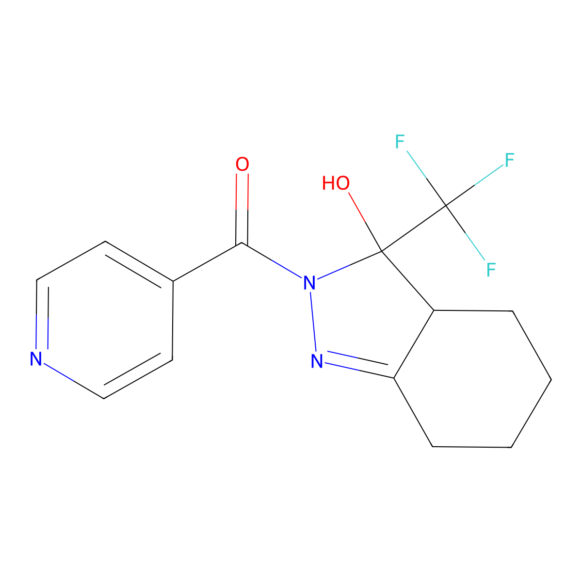 [3-hydroxy-3-(trifluoromethyl)-4,5,6,7-tetrahydro-3aH-indazol-2-yl]-pyridin-4-ylmethanone molecular structure, CAS 364738-93-2
