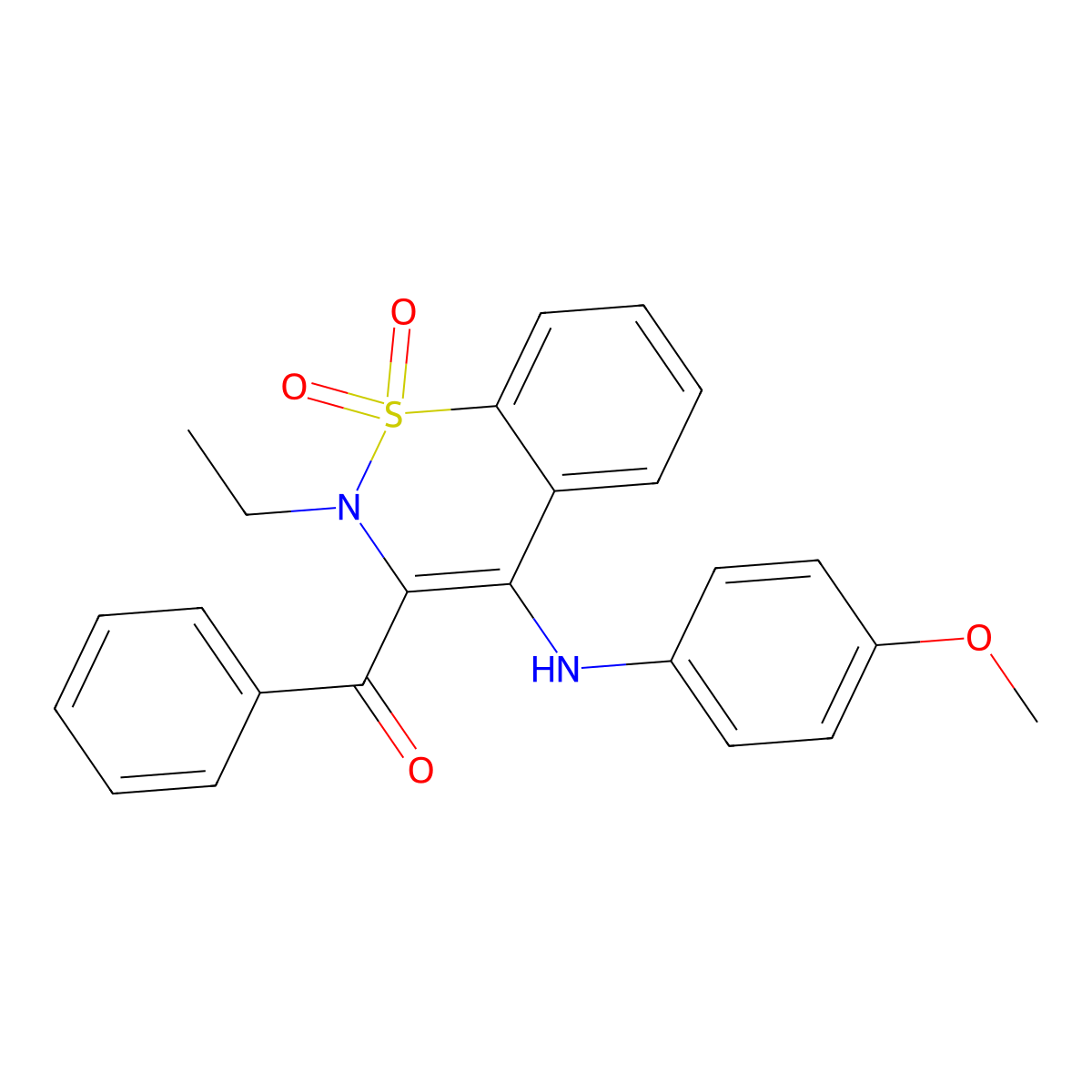 {2-ethyl-4-[(4-methoxyphenyl)amino]-1,1-dioxido-2H-1,2-benzothiazin-3-yl}(phenyl)methanone molecular structure, CAS 364739-07-1