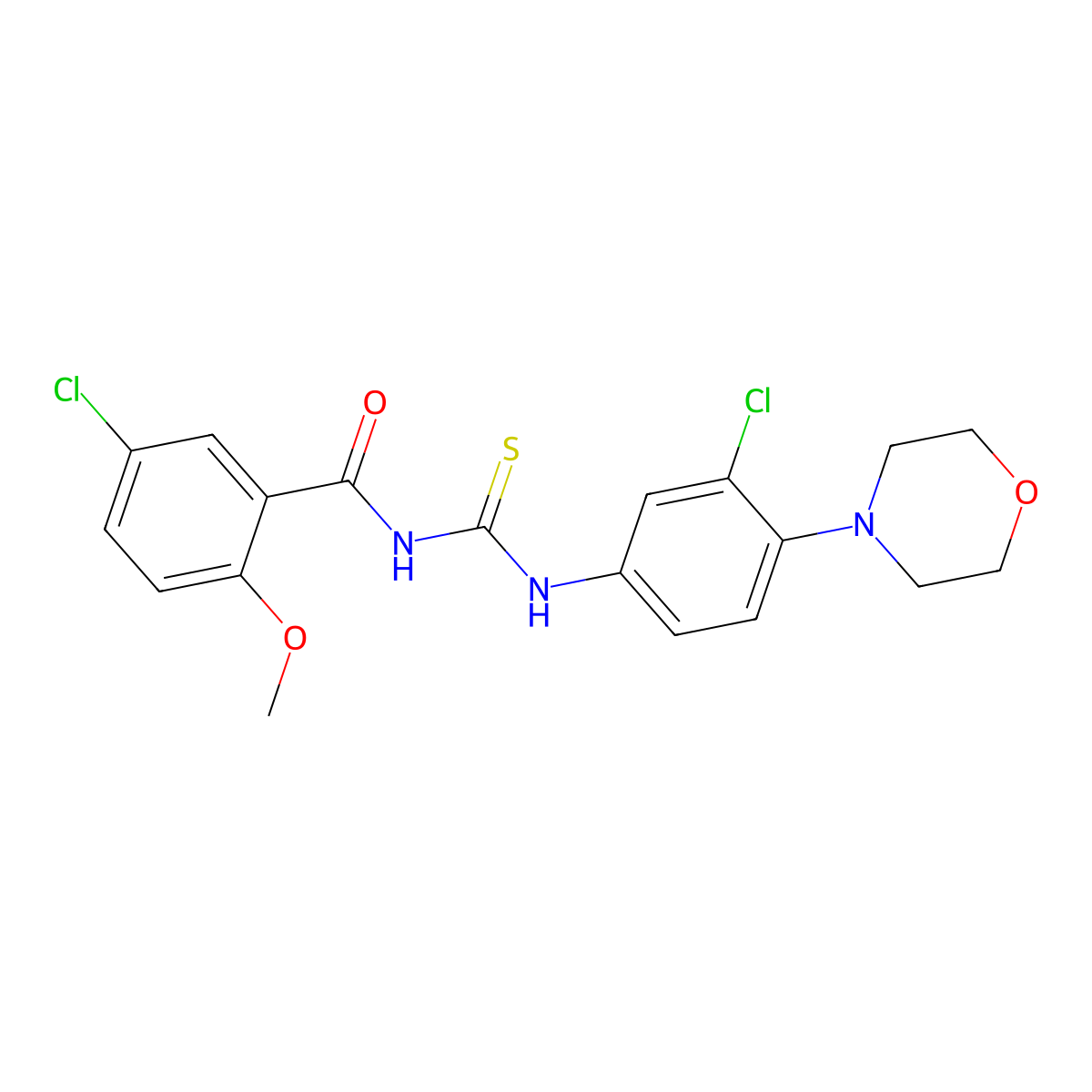 5-chloro-N-[(3-chloro-4-morpholin-4-ylphenyl)carbamothioyl]-2-methoxybenzamide molecular structure, CAS 364739-31-1