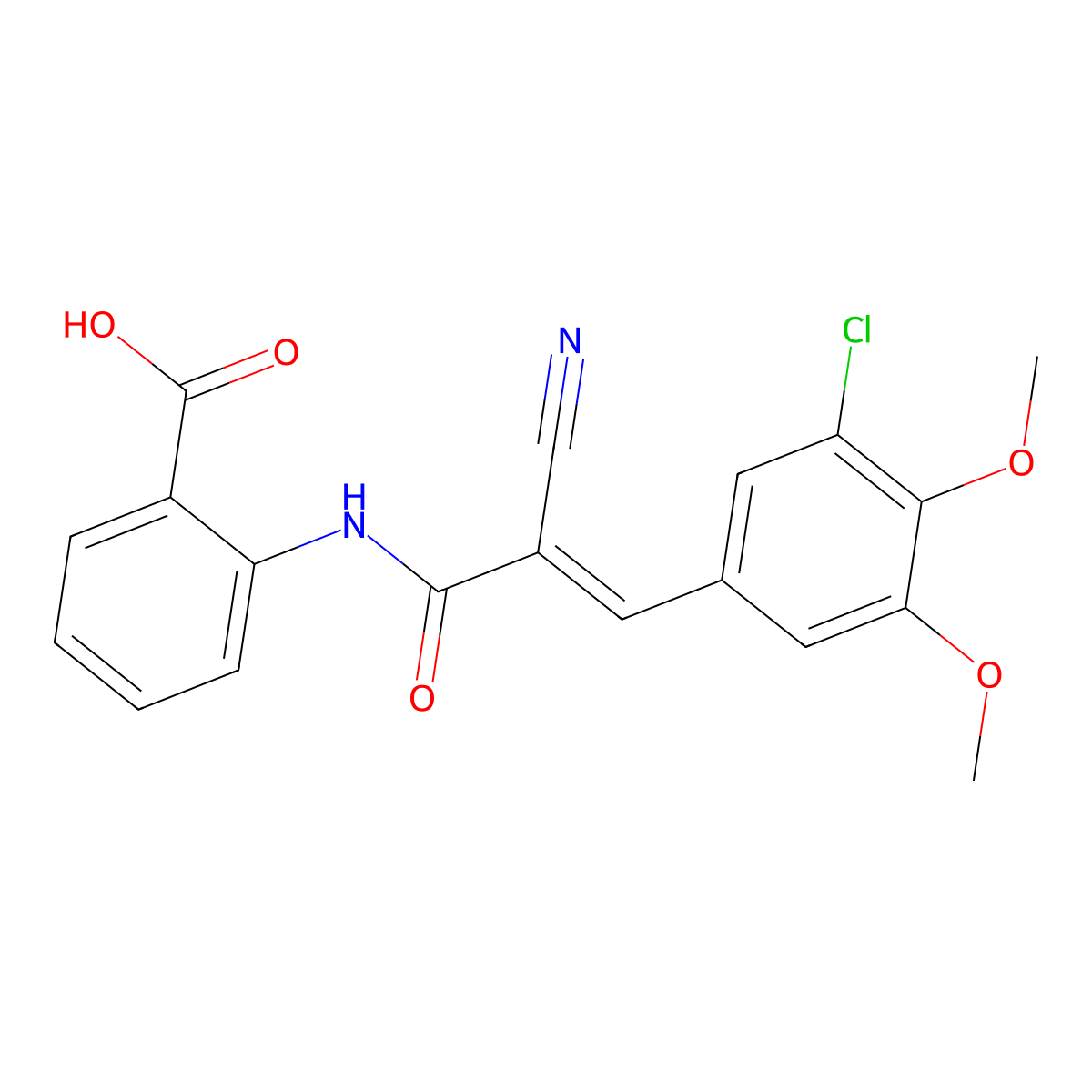 2-[3-(3-Chloro-4,5-dimethoxyphenyl)-2-cyanoprop-2-enamido]benzoic acid molecular structure, CAS 364739-75-3