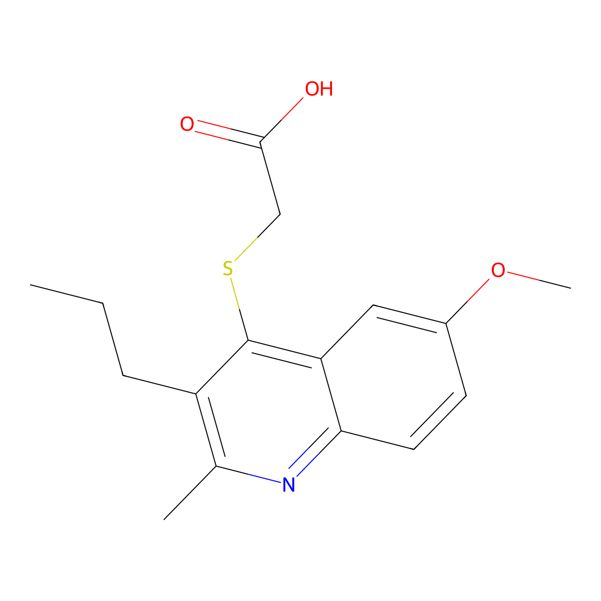 2-(6-Methoxy-2-methyl-3-propylquinolin-4-yl)sulfanylacetic acid molecular structure, CAS 364739-92-4
