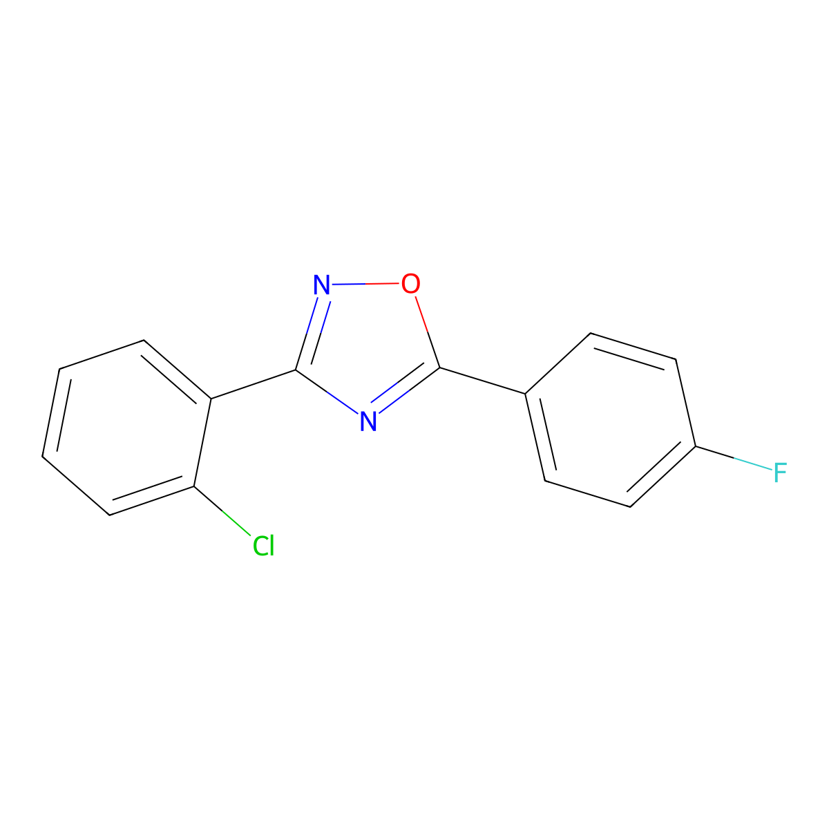 3-(2-Chlorophenyl)-5-(4-fluorophenyl)-1,2,4-oxadiazole molecular structure, CAS 364740-19-2