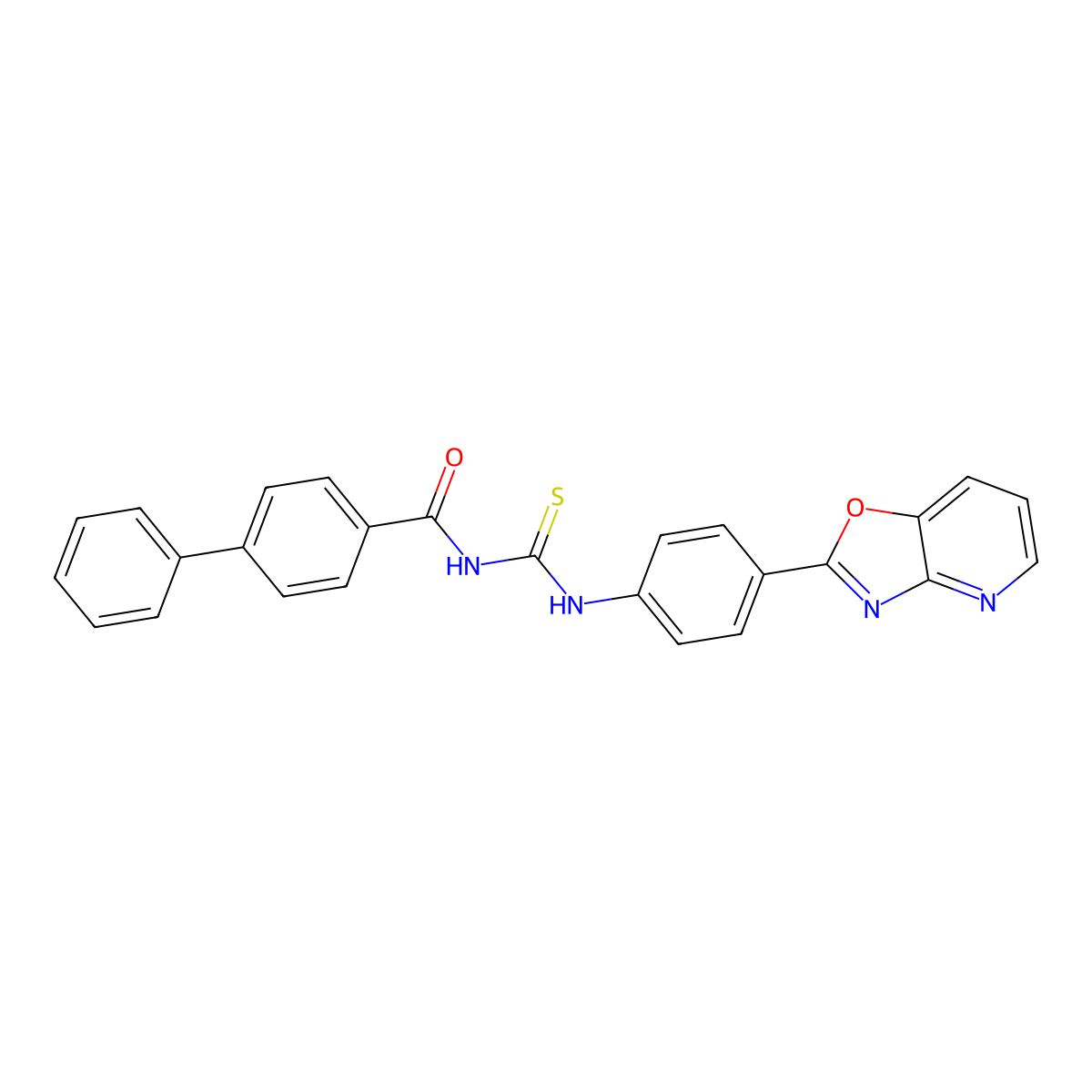 N-[[4-([1,3]oxazolo[4,5-b]pyridin-2-yl)phenyl]carbamothioyl]-4-phenylbenzamide molecular structure, CAS 364740-24-9