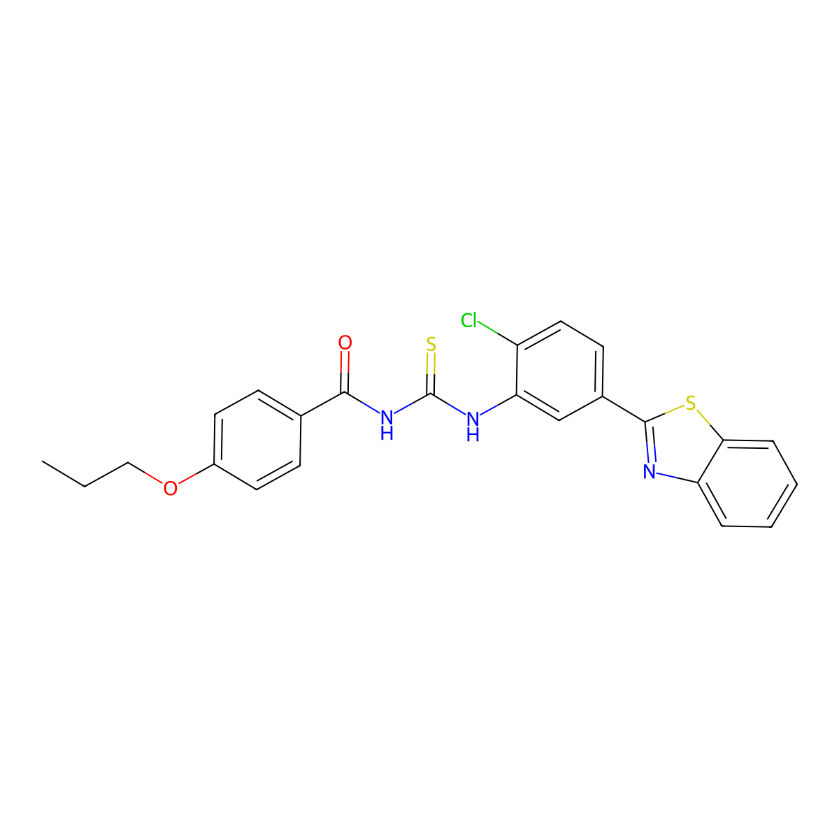 N-{[5-(1,3-benzothiazol-2-yl)-2-chlorophenyl]carbamothioyl}-4-propoxybenzamide molecular structure, CAS 364740-30-7