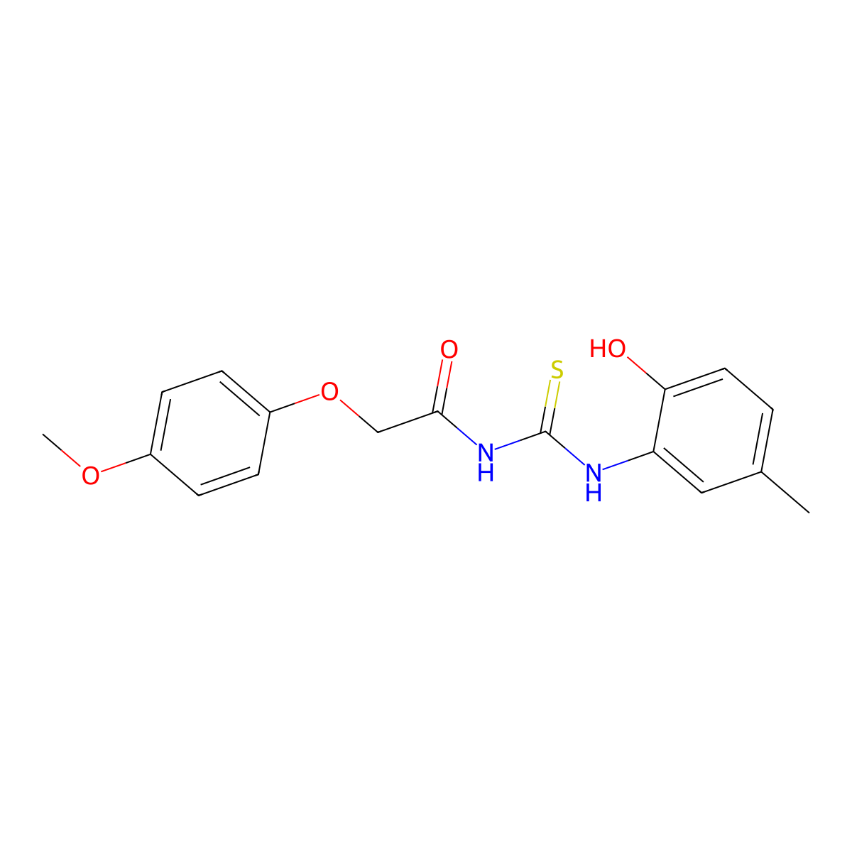 N-(2-hydroxy-5-methylphenyl)-N'-[(4-methoxyphenoxy)acetyl]thiourea molecular structure, CAS 364740-33-0