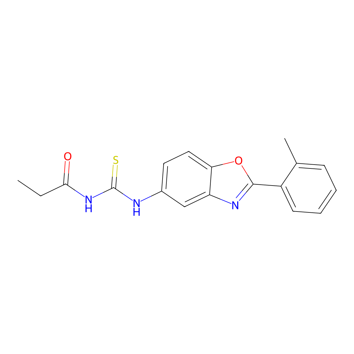 N-[[2-(2-methylphenyl)-1,3-benzoxazol-5-yl]carbamothioyl]propanamide molecular structure, CAS 364740-71-6