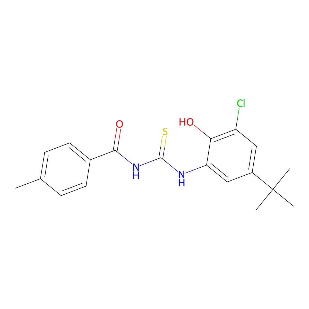 N-[(5-tert-butyl-3-chloro-2-hydroxyphenyl)carbamothioyl]-4-methylbenzamide molecular structure, CAS 364741-29-7