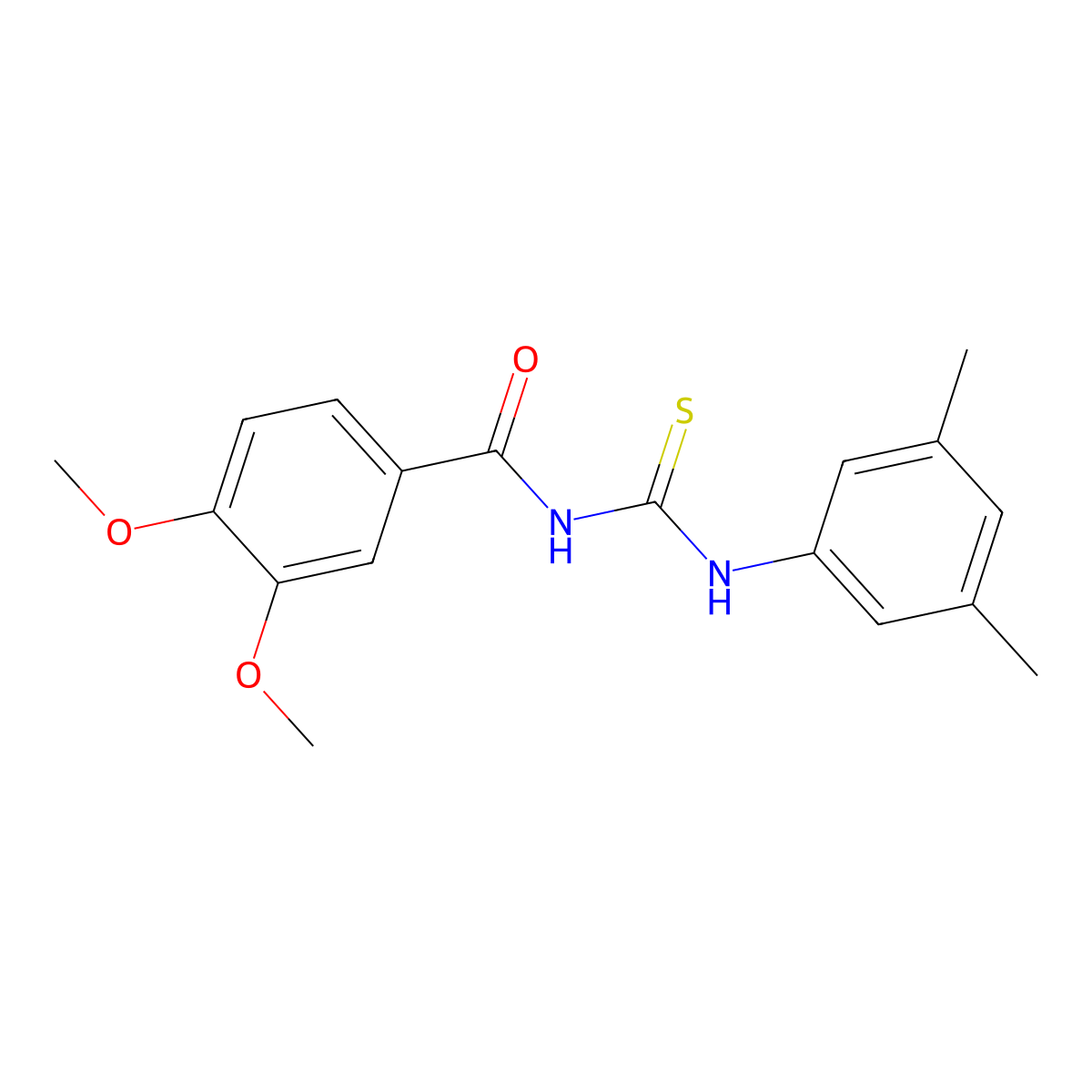 N-[(3,5-dimethylphenyl)carbamothioyl]-3,4-dimethoxybenzamide molecular structure, CAS 364741-32-2