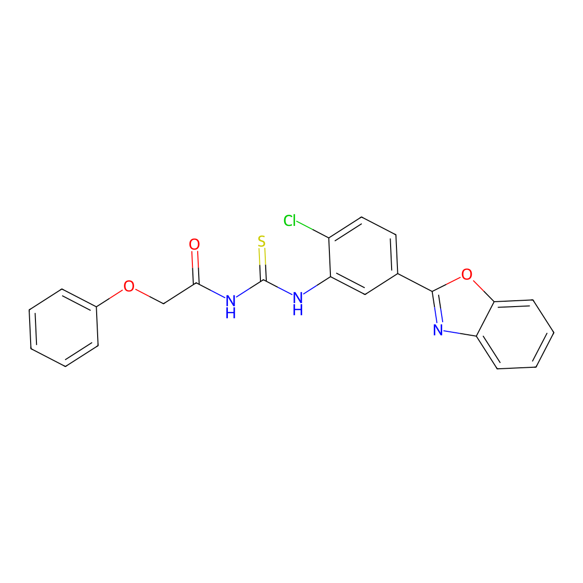N-[[5-(1,3-benzoxazol-2-yl)-2-chlorophenyl]carbamothioyl]-2-phenoxyacetamide molecular structure, CAS 364741-41-3