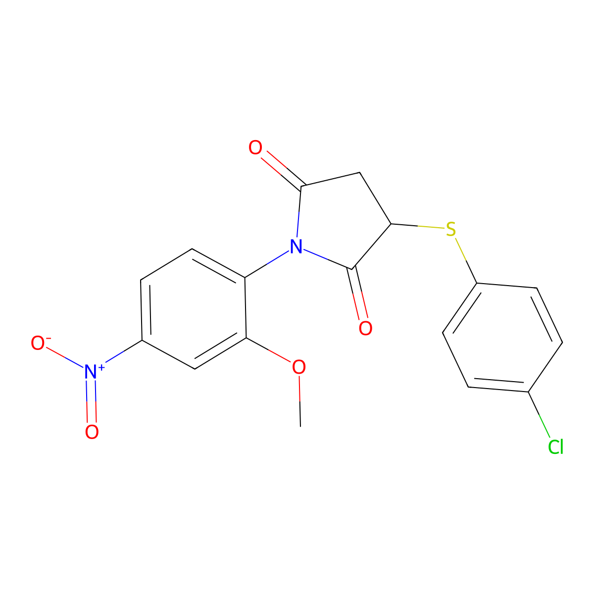 3-[(4-Chlorophenyl)sulfanyl]-1-(2-methoxy-4-nitrophenyl)pyrrolidine-2,5-dione molecular structure, CAS 364741-54-8