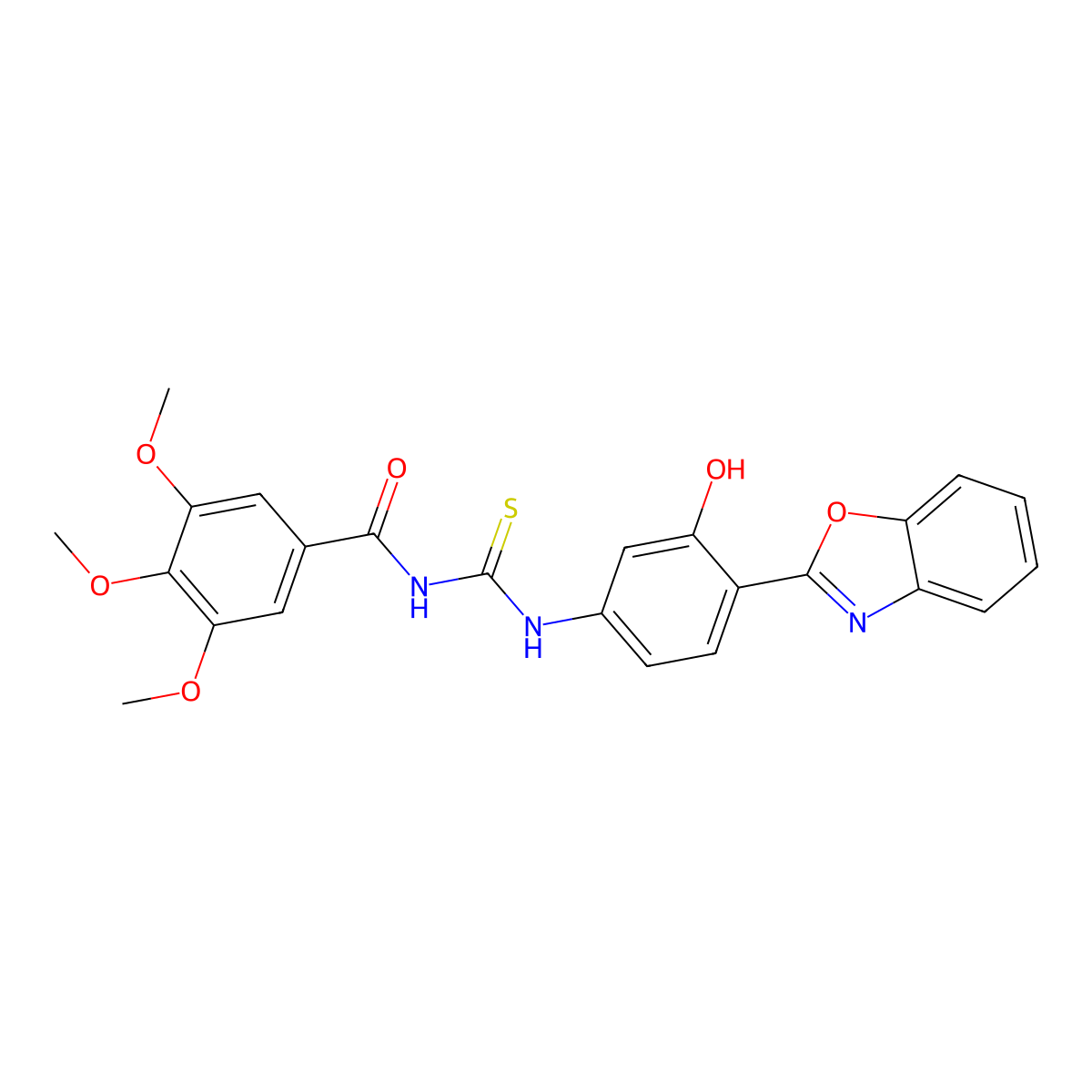 N-[[4-(1,3-Benzoxazol-2-yl)-3-hydroxyphenyl]carbamothioyl]-3,4,5-trimethoxybenzamide molecular structure, CAS 364741-59-3
