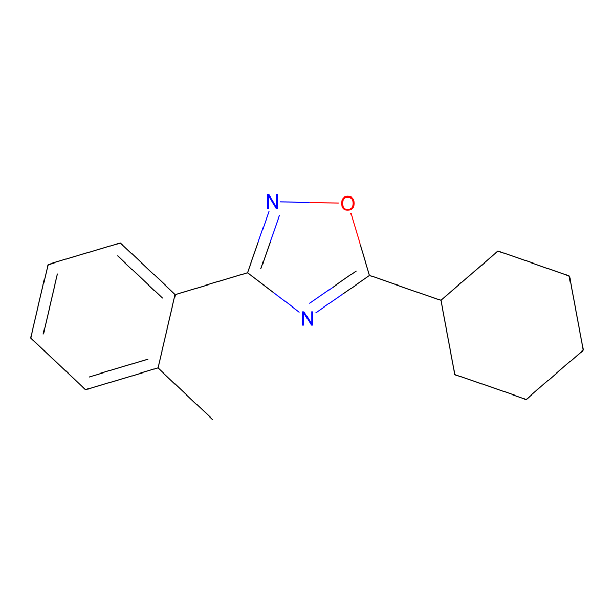 5-Cyclohexyl-3-(2-methylphenyl)-1,2,4-oxadiazole molecular structure, CAS 364741-65-1