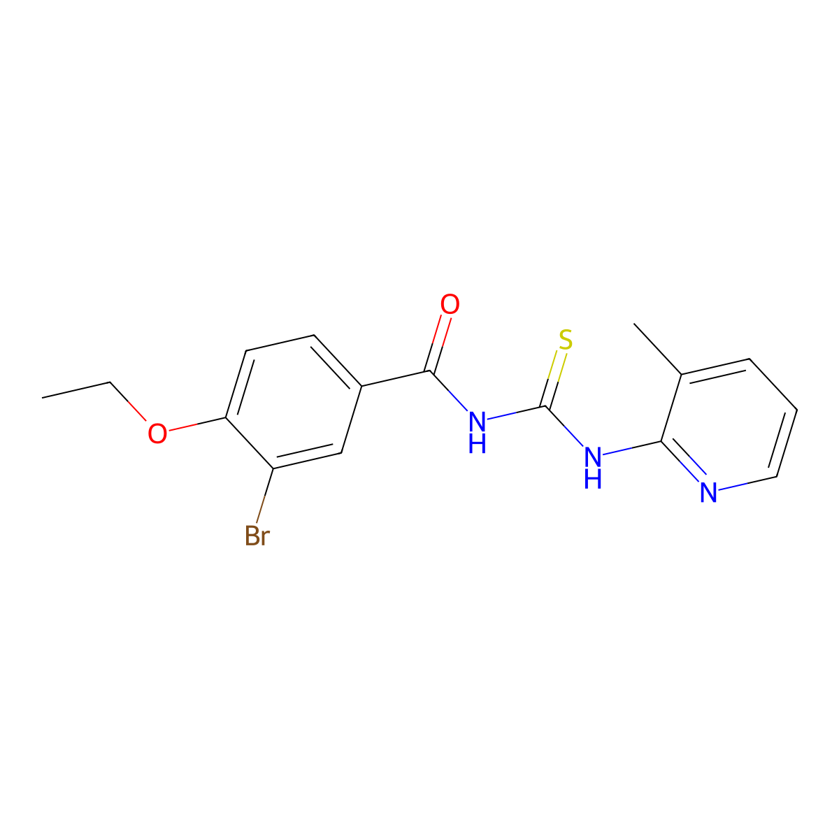 3-bromo-4-ethoxy-N-[(3-methylpyridin-2-yl)carbamothioyl]benzamide molecular structure, CAS 364741-68-4
