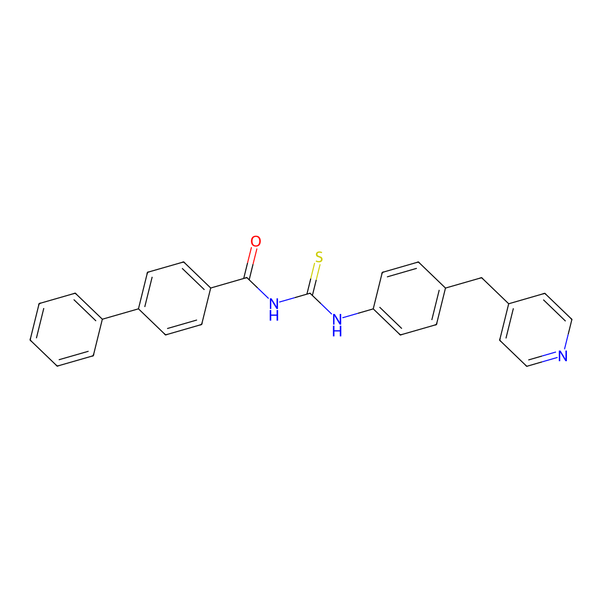 4-phenyl-N-[[4-(pyridin-4-ylmethyl)phenyl]carbamothioyl]benzamide molecular structure, CAS 364741-94-6