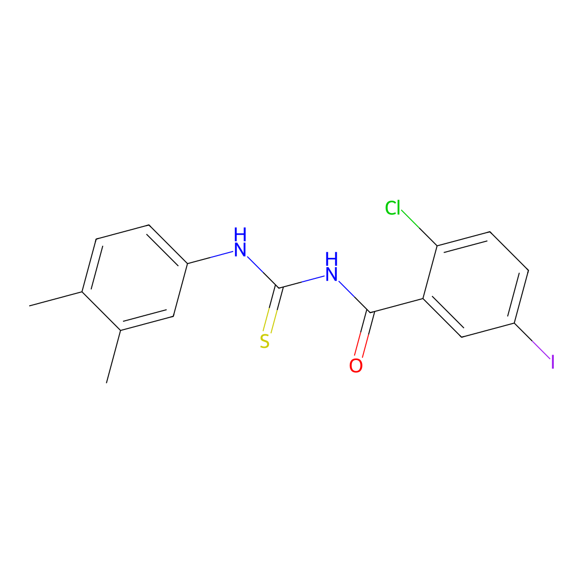 2-chloro-N-[(3,4-dimethylphenyl)carbamothioyl]-5-iodobenzamide molecular structure, CAS 364741-97-9