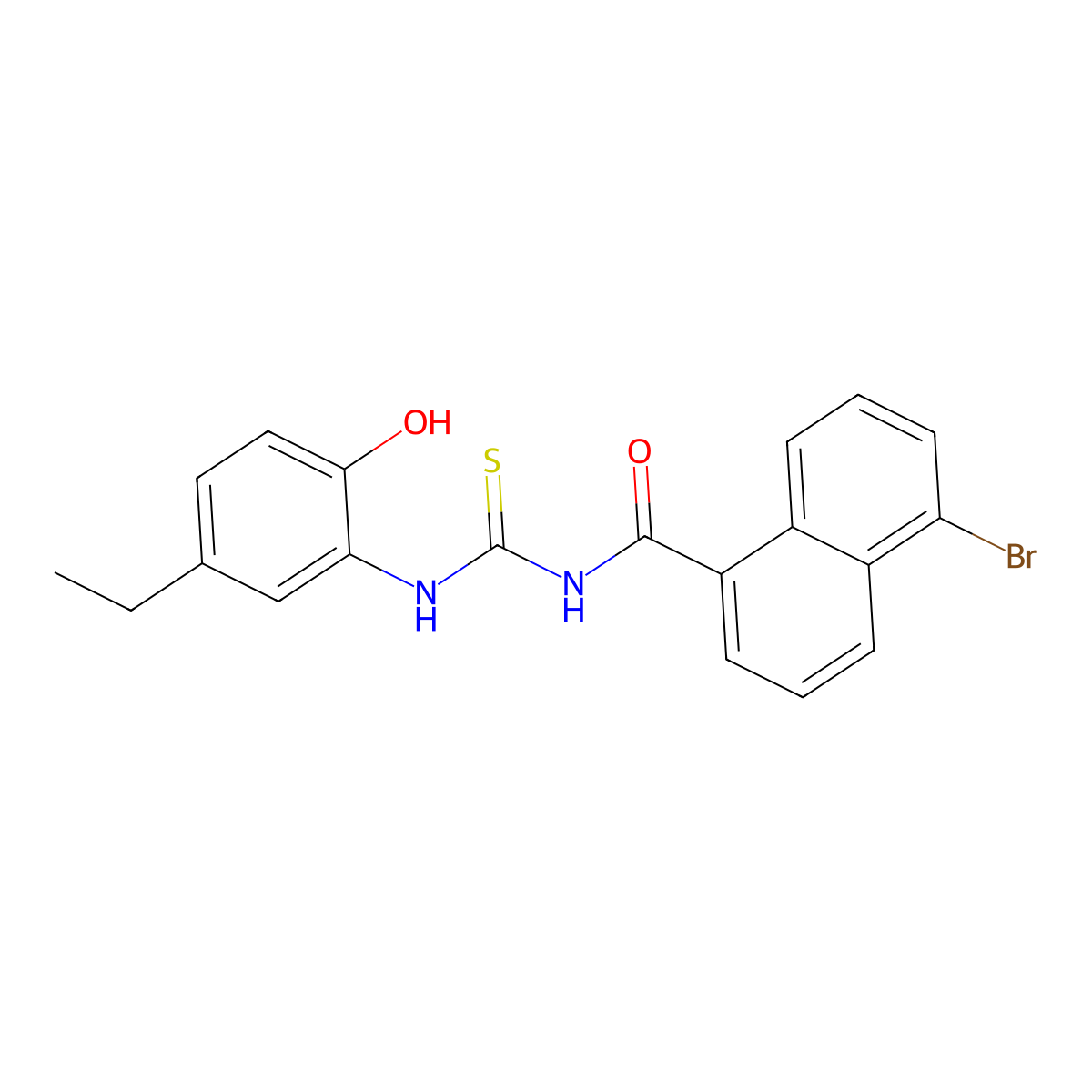 5-bromo-N-[(5-ethyl-2-hydroxyphenyl)carbamothioyl]naphthalene-1-carboxamide molecular structure, CAS 364742-43-8