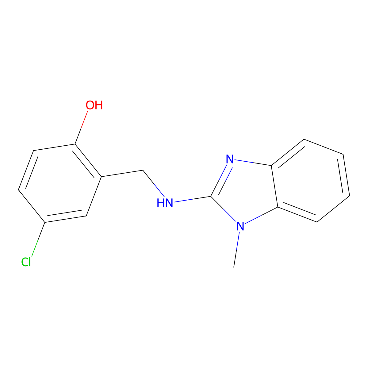 4-chloro-2-{[(1-methyl-1H-benzimidazol-2-yl)amino]methyl}phenol molecular structure, CAS 364742-46-1
