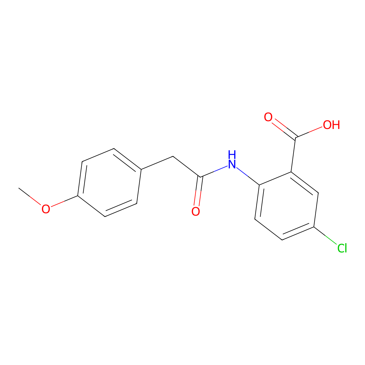 5-Chloro-2-{[(4-methoxyphenyl)acetyl]amino}benzoic acid molecular structure, CAS 364742-95-0