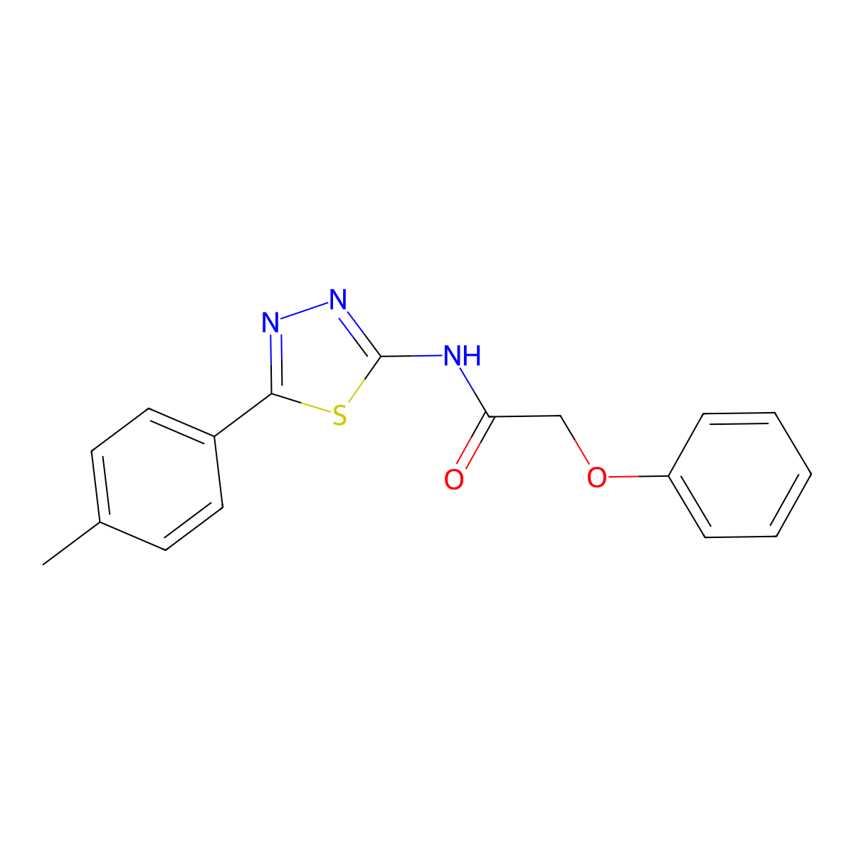 2-phenoxy-N-(5-(p-tolyl)-1,3,4-thiadiazol-2-yl)acetamide molecular structure, CAS 364743-40-8