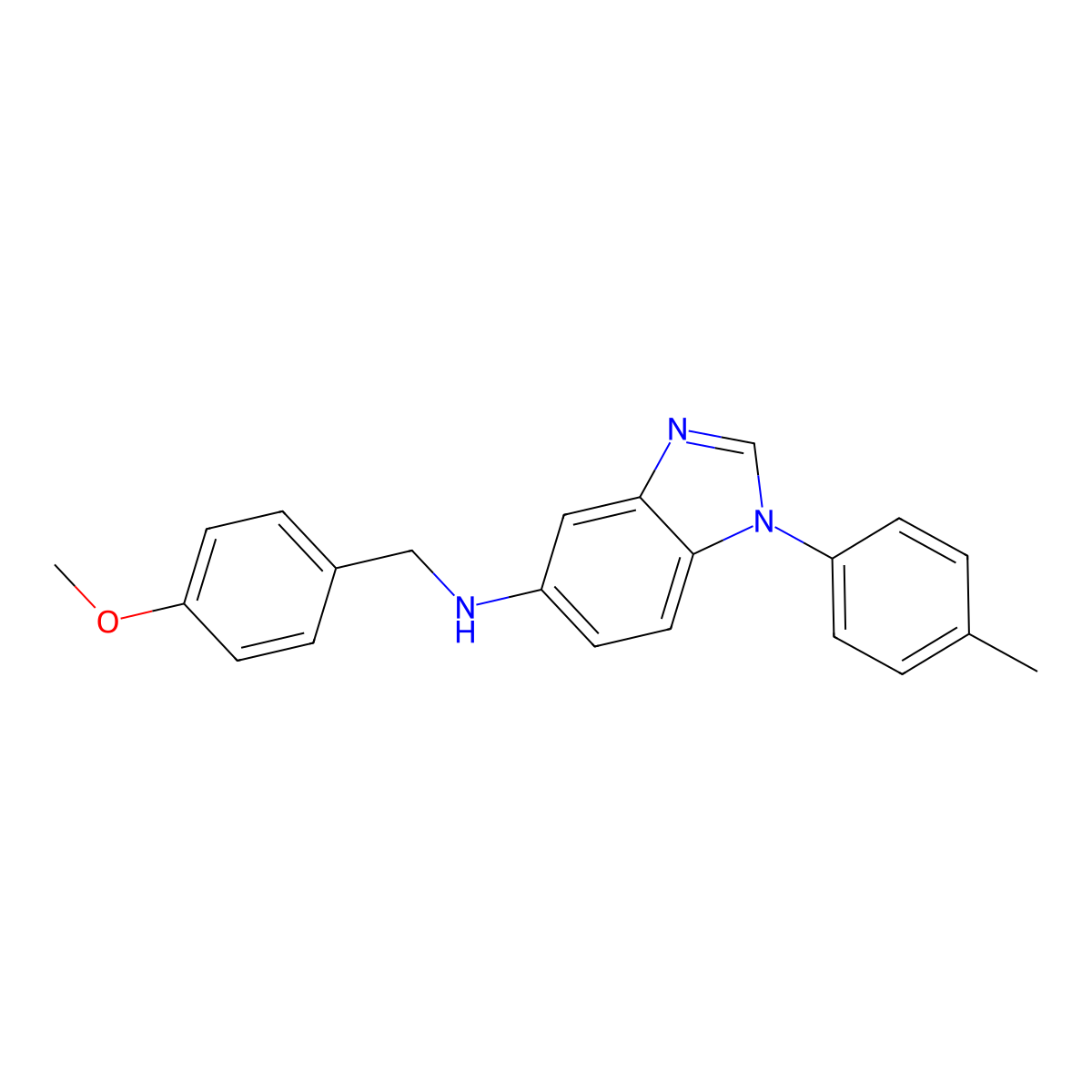 N-[(4-methoxyphenyl)methyl]-1-(4-methylphenyl)benzimidazol-5-amine molecular structure, CAS 364743-53-3