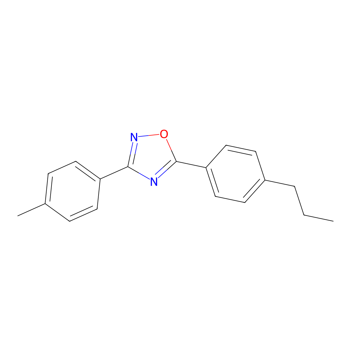3-(4-Methylphenyl)-5-(4-propylphenyl)-1,2,4-oxadiazole molecular structure, CAS 364743-87-3